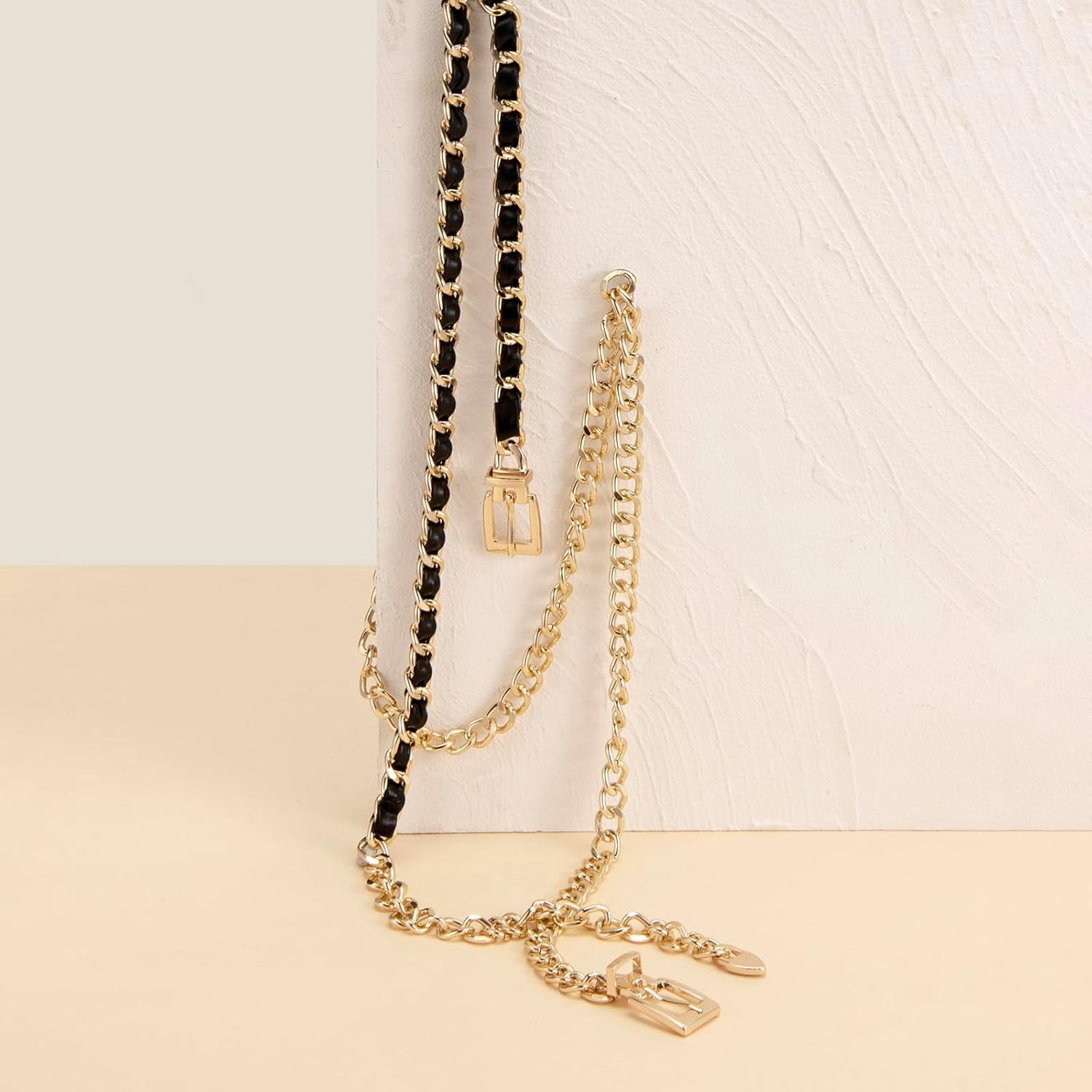 1623 Multi-layer Waist Chain Belt Stylish Leather For Women Chain Belts Leather Waist Belt for Women Layered Metal Chain  main image 3