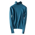 thumbnail image 4 of Suéter de mujer Otoño Invierno Cálido Cuello alto Camisas de botones Moda coreana Jerseys de manga larga Encaje Casual Prendas de punto, 4 of 5
