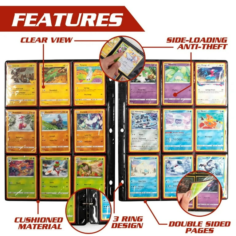 Monster 9 Pocket Trading Card Album Pages(25 Pk)- Strong Pocket for Standard 3-Ring Binder, Anti-Theft & Anti-Drop TCG Side-Loading Protector, Holds