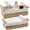 Beige, variant on Round Paper Rope Storage Basket, Wicker Baskets for Organizing with Wooden Handles, Decorative Basket for Countertop, Bathroom Toilet Tank Basket, Small Baskets Set (Set of 2,Gray)