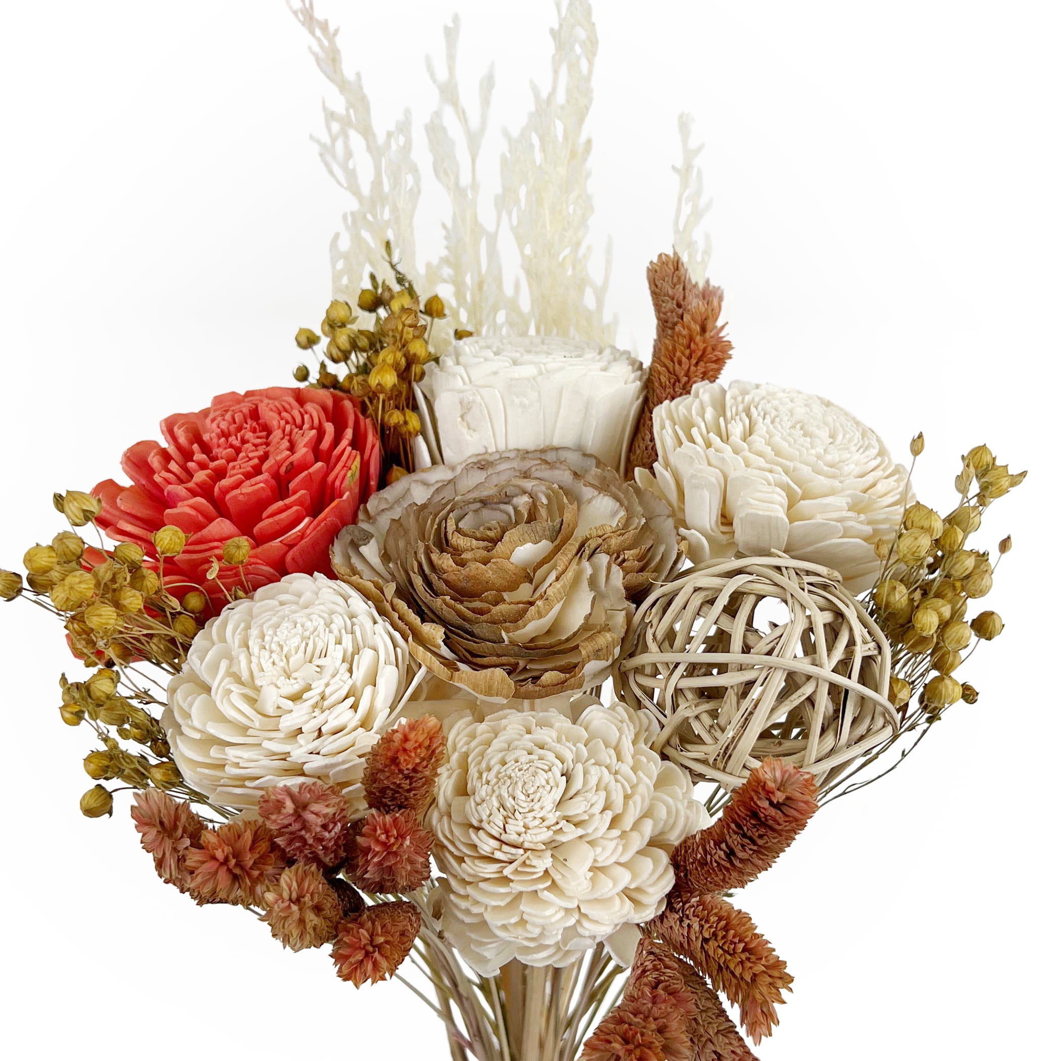 18" Botanical Avenue Luna Bouquet Coral Pink, dried flower bouquet, boho floral arrangement, preserved flower bouquet, everlasting flowers, dried floral décor, coral pink home décor, handmade