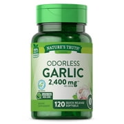 Odorless Garlic 2400 mg | 120 Softgel Capsules  | High Strength Extract Pills | Non-GMO, Gluten Free Supplement | By Nature's Truth