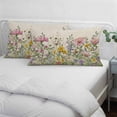 thumbnail image 3 of Spring Botanical Pillow Covers, Linen Long Throw Pillow Case, Watercolor Floral Eucalyptus Leaves Beige Holiday Pillow Protector Decorative Cushion Cover for Living Room/Bedroom 16" x 24", 3 of 8
