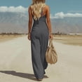 thumbnail image 4 of Hvogkswy Button Down Jumpsuits for Women Casual Sleeveless Wide Leg Romper with Pockets Comfy Loose Summer Beach Vacation Jumpsuit, 4 of 7