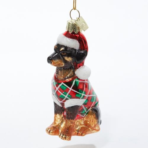 Rottweiler w/Antlers Noble Gems Glass Ornament 