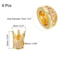 thumbnail image 2 of Crown Charm Spacer Beads, 6Pack 8x12mm Zircon Pave Rhinestone Beads for Bracelet Jewelry Making (Golden), 2 of 6