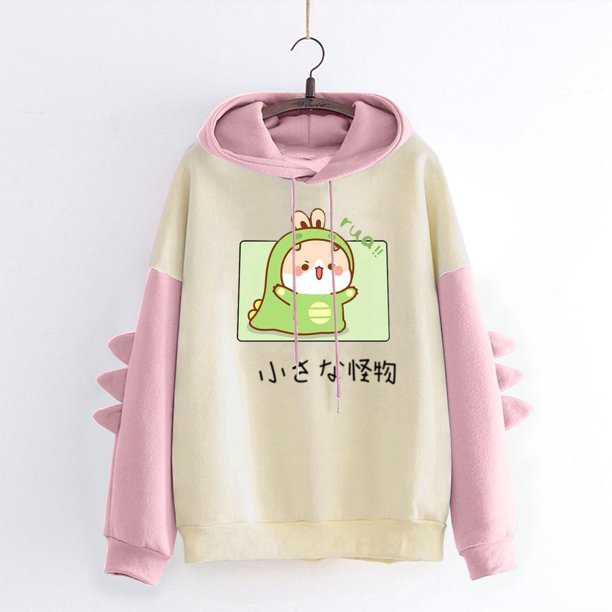 ICHUANYI Clearance Fashion Women Casual Hoodie Print Long Sleeve Kawaii Dinosaur Sweatshirt Tops(Pink, L) ICHUANYI WER2023081204560