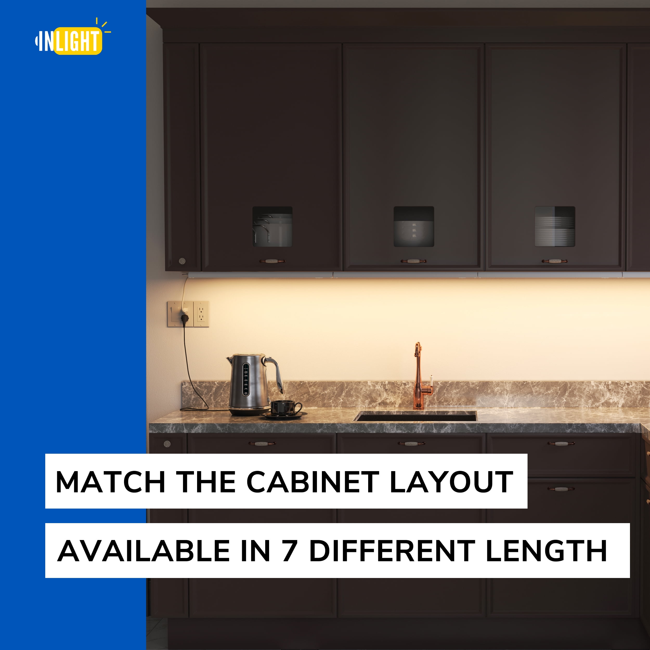 Inlight 24-inch 3 Color Levels LED Under Cabinet Lighting, Hardwired or Plugged-in, 2700K/3000K/4000K, Brushed Nickel Finished, IN-0210-3-SN
