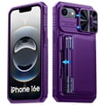thumbnail image 1 of Oupeigar para iPhone 16e 6.1" Billetera RFlD con Bloqueo, Tarjetero, Cubierta de Cámara, Funda Protectora de Teléfono de Silicona Resistente a Golpes - Morado, 1 of 10
