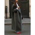 thumbnail image 5 of Women's Fashion Striped Coat Casual Comfortable Retro Street Style Autumn Winter Long Sleeve Lapel Double Breasted Outerwear, 5 of 9