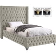 thumbnail image 2 of Meridian Furniture Savan Cream Velvet Twin Bed, 2 of 6