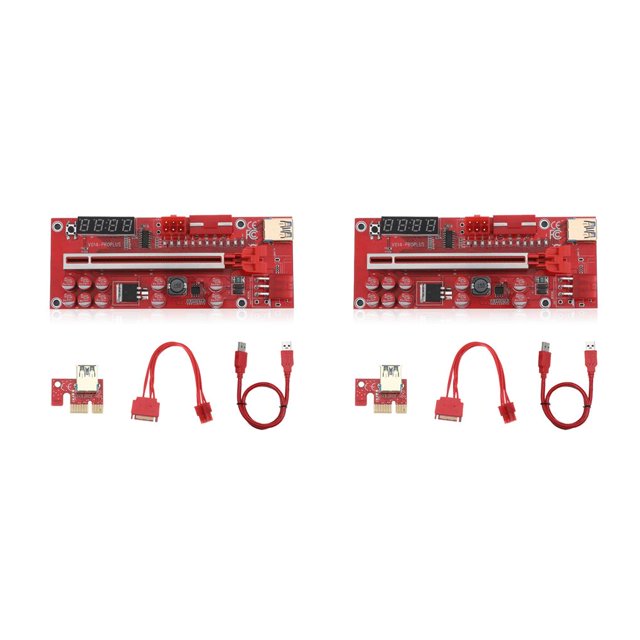 Inteprter Placa adaptadora PCI-E 1X a 16X, indicador LED, tarjeta extensora de velocidad rápida, equipo de minería de expansión, suministros 13pro 2Conjunto