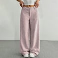 thumbnail image 2 of Mohiass Women's Casual Pants Corduroy Straight Leg Lounge Pants Plain Loose Trousers Fashion Long Pants Pink S, 2 of 5