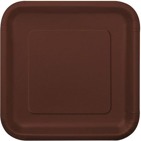 - Square Paper Plates, 7 in, Brown, 16ct