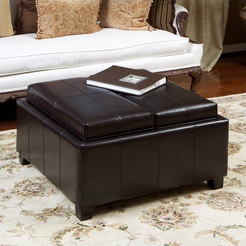 T Home Bordeaux Tray Top Storage Ottoman In Espresso
