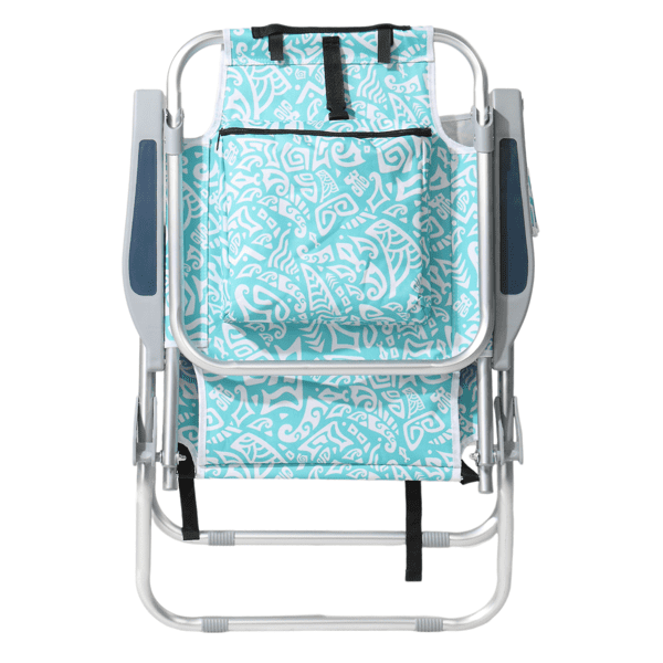 Folding Beach Chair 5-Position Adjustable Backrest Lay Flat Higher Seat Portable Outdoor Chair with Storage Pockets Cup Holder Lightweight Aluminum Frame
