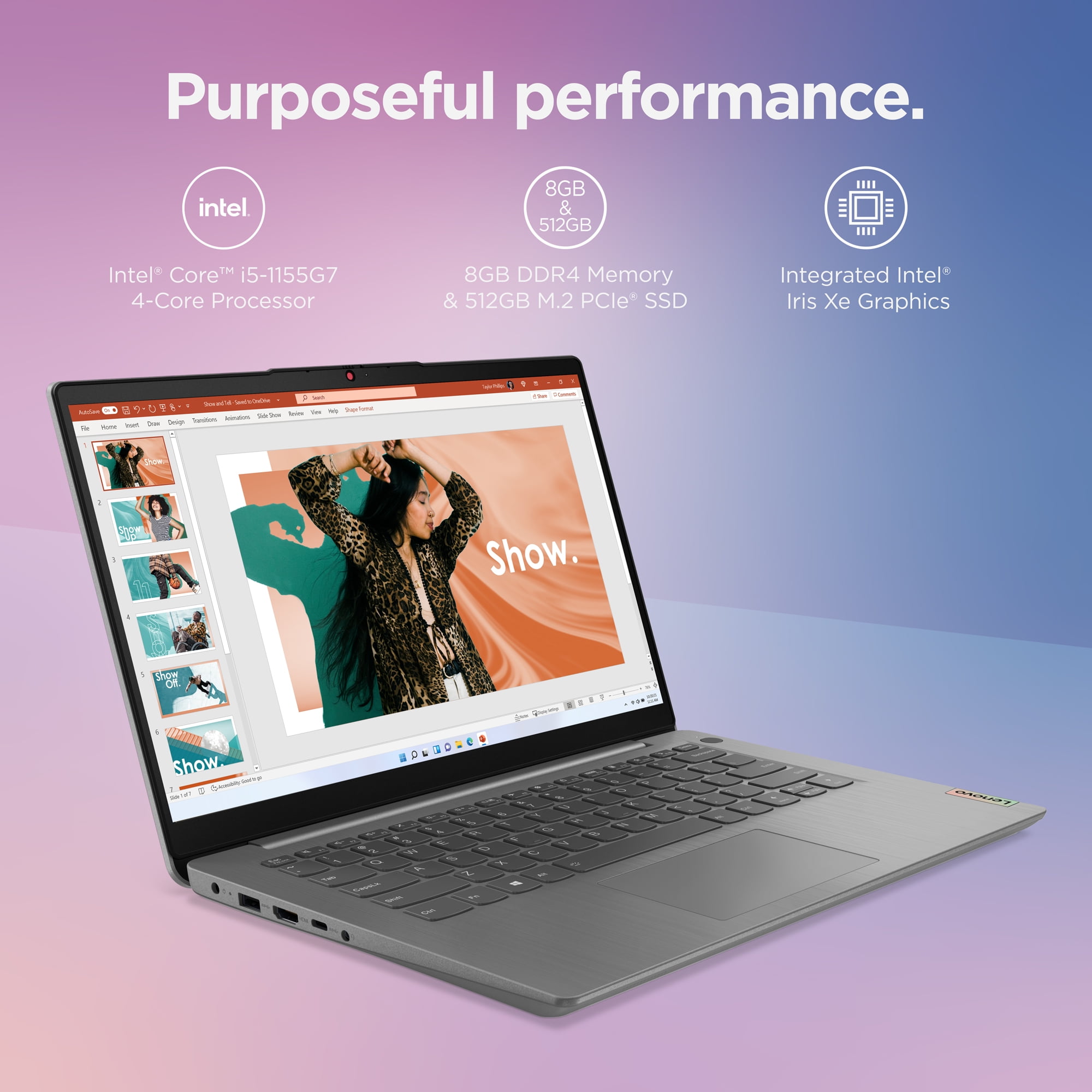 Lenovo IdeaPad 3i 14", Intel Core i5-1155G7, 8GB RAM, 512GB SSD, Artic Grey, Windows 11, 82H701QNUS