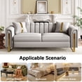 thumbnail image 4 of Rophefx Velvet Tufted Sofa Set,Classic Chesterfield Deep Seat Sofa Couch Set of 2 with Gold Legs,3 Seater& Loveseat Furniture Sofa for Living Room Bedroom Apartment Office,Silver Gray(67"+84.7"), 4 of 8