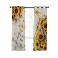 thumbnail image 7 of Farmhouse Sunflower Blackout Curtains for Bedroom, Vintage Daisy Butterflies Rustic Burlap Thermal Insulated Kitchen Drapes with Grommets, Light Blocking Window Treatment, 2 Panels 52" x 72", 7 of 7