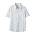 thumbnail image 2 of pstuiky camisetas de hombre, Camisa informal de manga corta con solapa y botones de color liso para hombre camisetas de hombre m, 2 of 9