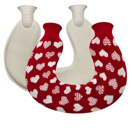 1L Soft Winter Hand Warmer Hot Water Bag Stress Pain Reliever Warm U-Shape Hot Water Bottle Neck & Shoulder Fleece Warmer 3