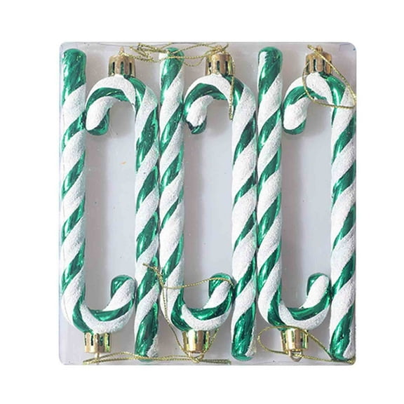 Green 6 Pcs Christmas Ball Ornaments Xmas Tree Decorations Red Finial Shatterproof Hanging Plastic Holiday Decor Candy Cane Shape Green 5 Inch