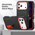 thumbnail image 5 of for iPhone 17 Pro Case, iPhone 17 Pro Phone Case with Built in Kickstand, Shockproof/Dustproof/Drop Proof Heavy Duty Military-Grade Rugged Protective Cover for iPhone 17 Pro,Black+Orange, 5 of 8