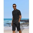 thumbnail image 2 of COOFANDY Men's 2 Pieces Linen Set Casual Henley Shirts Short Sleeve Beach Yoga Shorts Summer Pants Outfits, 2 of 5