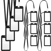 Masteelf 10pcs Office Card Holder with Lanyard Reusable Name Badge Holder Hard ID Card Sleeves for Replace