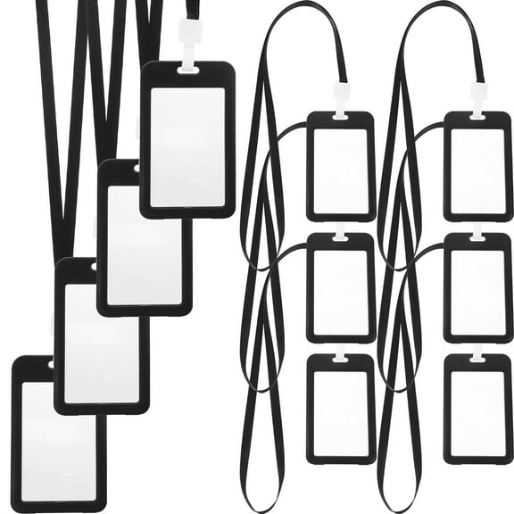 Masteelf 10pcs Office Card Holder with Lanyard Reusable Name Badge Holder Hard ID Card Sleeves for Replace