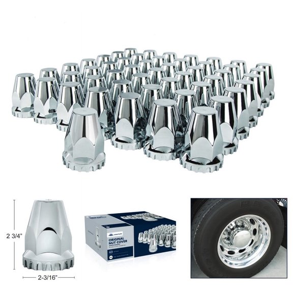United Pacific 10064CB Wheel Lug Nut Cover Set   33mm X 2 3/4", Chrome,