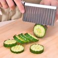 thumbnail image 5 of Cuchillo corrugado, cortador de papas fritas de acero inoxidable, cuchillo para rodajas de papas fritas, verduras, zanahorias, cebollas, pepinos, Sunny, 5 of 5