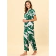 thumbnail image 3 of Unique Bargains Women's Pajama Set Silk Short Sleeves and Pants Floral Satin Sets, 3 of 5