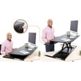 thumbnail image 2 of flexpro power 40 inch electric corner desk | 2 level standing desk converter with quiet height adjustments | large dual level sit to stand workspace | great for cubicles! (corner /, 2 of 9