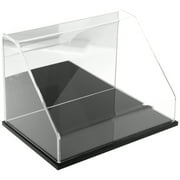 Plymor Clear Acrylic Slanted Front Display Case with Black Base (Mirror Back), 12" W x 8" D x 8" H