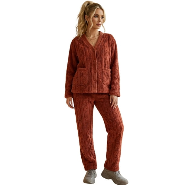 Conjunto de 2 Piezas para Dama Estilo Cozy Unitalla con Textura Tejida