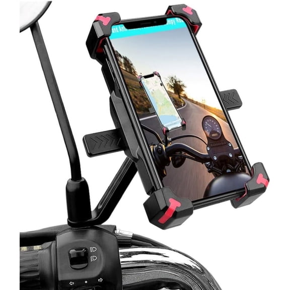 Phone Holder, 1s Lock and Release Phone Mount for Scooter Moped Rear View Mirror Phone Mount for 4.5-6.8 inch Phone, Motorbike Rearview Mirror Phone Holder