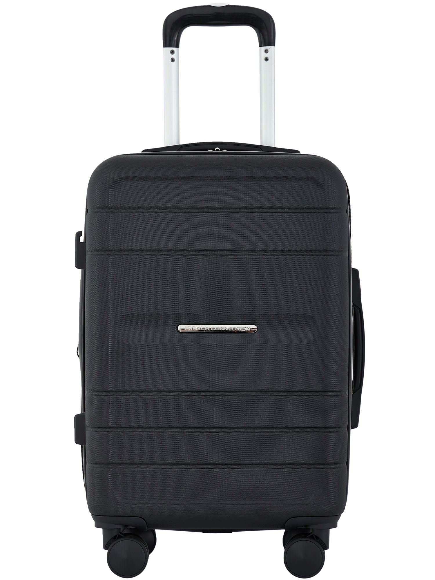 French Connection 22in Expandable Rolling Carry-on with Cup Holder, Black