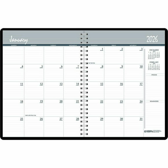 House of Doolittle 2026-2027 Monthly Planner 8.5" x 11", Paperboard Cover, Black (262092-26)
