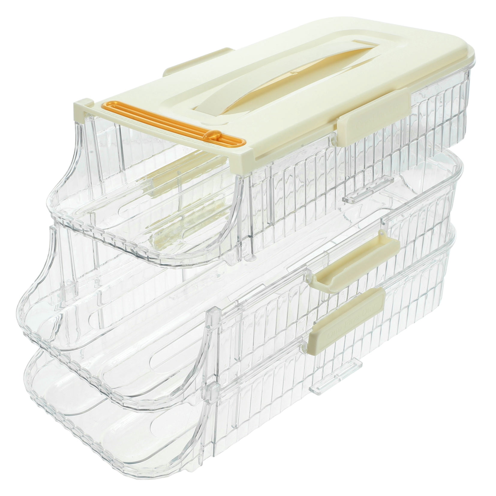 WHAMVOX Transparent PP Egg Holder for Refrigerator with Automatic Slide Design 3 Layers Large Capacity
