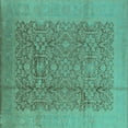 thumbnail image 1 of Ahgly Company Machine Washable Indoor Square Oriental Turquoise Blue Industrial Area Rugs, 3' Square, 1 of 4