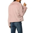 thumbnail image 3 of Women's Cropped Faux Fur Coat Fashion Winter Open Front Jacket Notch Lapel Long Sleeve Fluffy Coat S Dusty Pink, 3 of 7