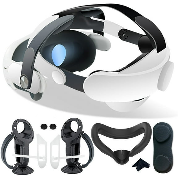 4 in 1 VR Accessories Set for Meta Quest 3S, Include Comfortable Replacement Head Strap, Controller Grips Cover, Face Cover, Lens Cover, Gifts for Christmas & New Year