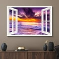 thumbnail image 2 of wall26 Canvas Print Wall Art Window View Purple Neon Tropical Ocean Beach Sunset Wilderness Nature Photography Realism Scenic Landscape Colorful Multicolor for Living Room, Bedroom, Office - 24", 2 of 5