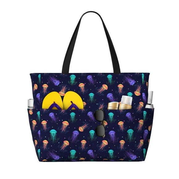 Easygdp Sea Jellyfish Bolsa de Viaje de Playa de Gran Capacidad, Bolsa Tote Perfecta para la Playa, Escapadas de Fin de Semana y Viajes