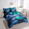 thumbnail image 3 of Manfei Teens Adults Arctic Aurora Bedding Comforter Set 7 Pieces,Nature Scenery Full Bedding Set Lightweight,Abstract Gradient Fitted Sheet Flat Sheet,Luxury Bedroom Decor,Reversible, 3 of 8