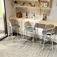 thumbnail image 3 of LeisureMod Bar Stool Upholstered in Leather with Powder-Coated Stainless Steel Black Base and Curved Wicker Back Design for Modern Home, Dining Room, Kitchen Ervilla Collection in Grey, 3 of 12