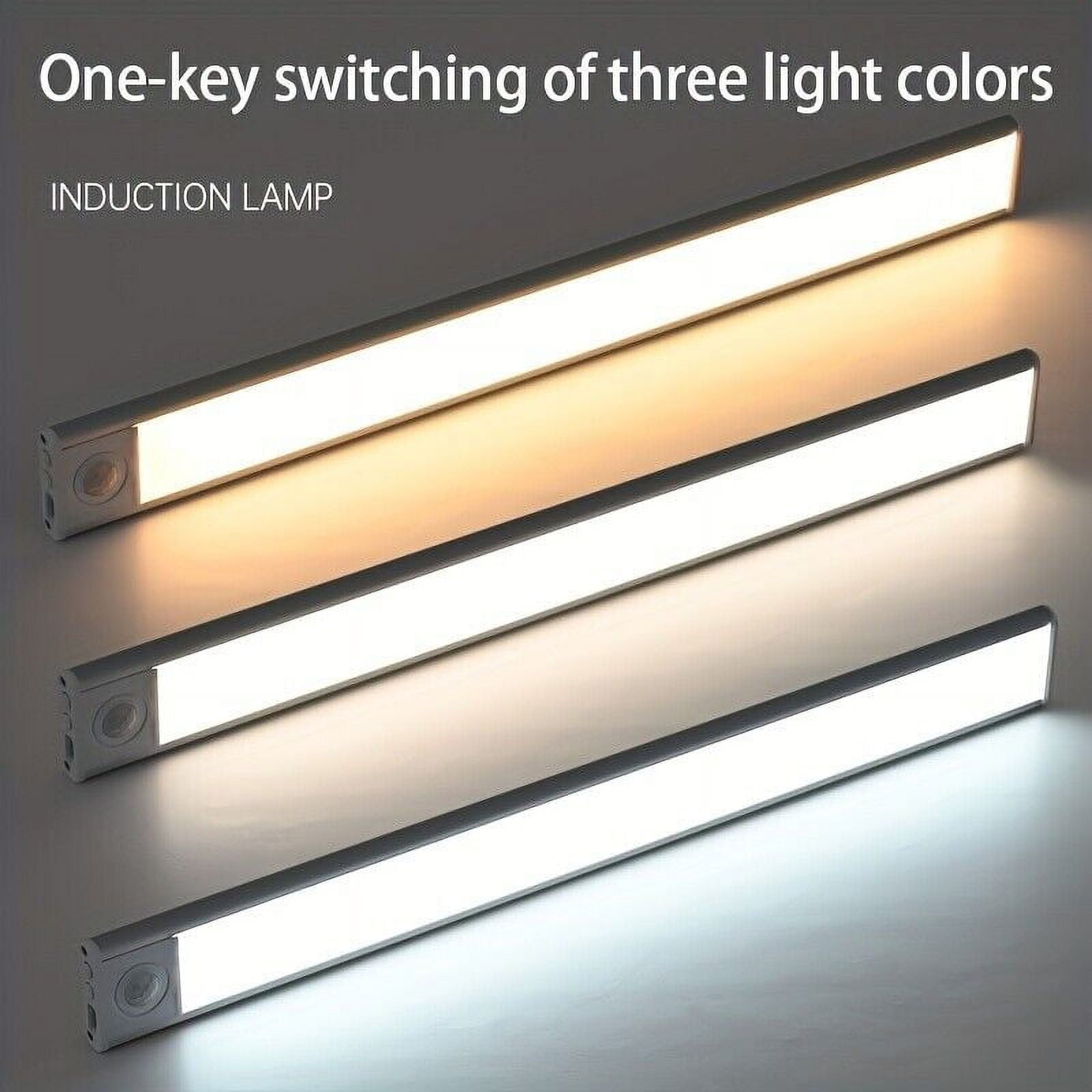2 Pack Motion Sensor Under Cabinet Lights Indoor 16 Inch Rechargeable Under Cabinet Lighting Lights for Kitchen, Battery Powered 80 LED Stair Wall Closet Light Wireless Indoor - Silver
