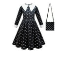thumbnail image 1 of Robe Gothique à Col Peter Pan pour Filles, Manches Longues, Robe Noire avec Sac, 1 of 3