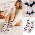 thumbnail image 2 of Evdexr Halloween Socks Women Soft Spooky Fuzzy Socks Cozy Causal Lounge Sock for Stuffers Gifts Halloween with Pumpkin Bat Graphic, 2 of 6